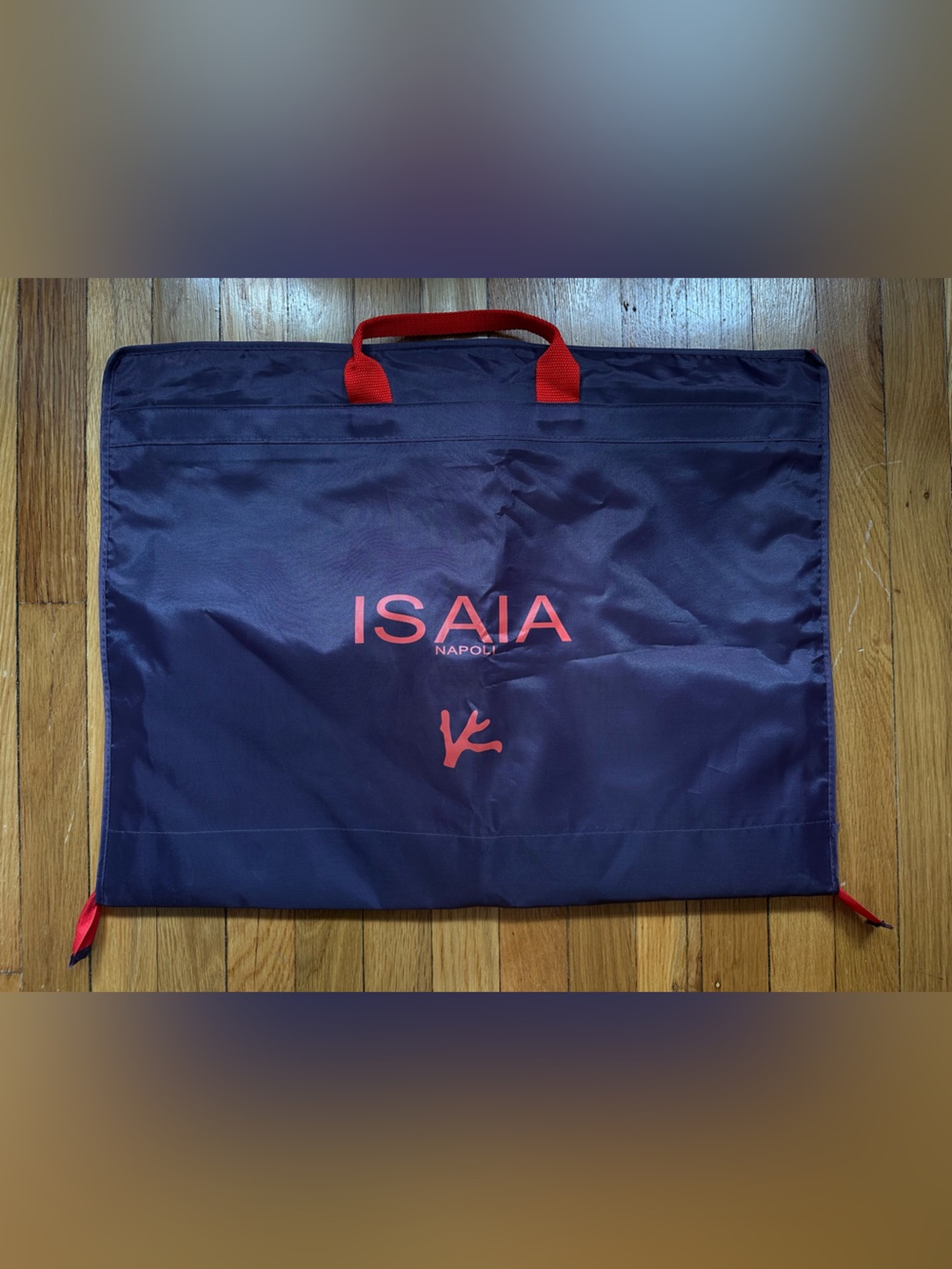 ISAIA Napoli Purple Garment Bag with Red Accents